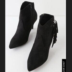 BLACK‎ SUEDE FRINGE ANKLE BOOTIES